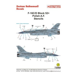 Techmod 72068 F-16 C/D Block 52+ Stencils