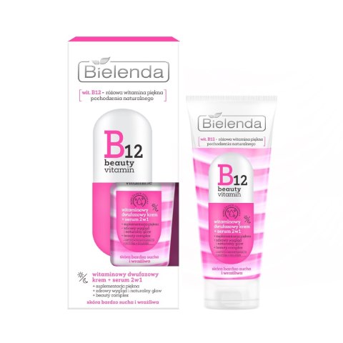 BIELENDA B12 Beauty Vitamin Witaminowy 2-fazowy krem + serum 2w1 na dzień i na noc 45g