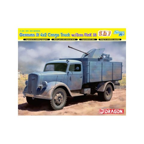 Dragon 6828 German 3T 4X2 Truck W/2Cm Flak 38