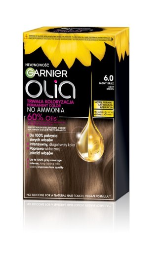 GARNIER Olia Farba do włosów nr 6.0 Light Brown - Jasny brąz