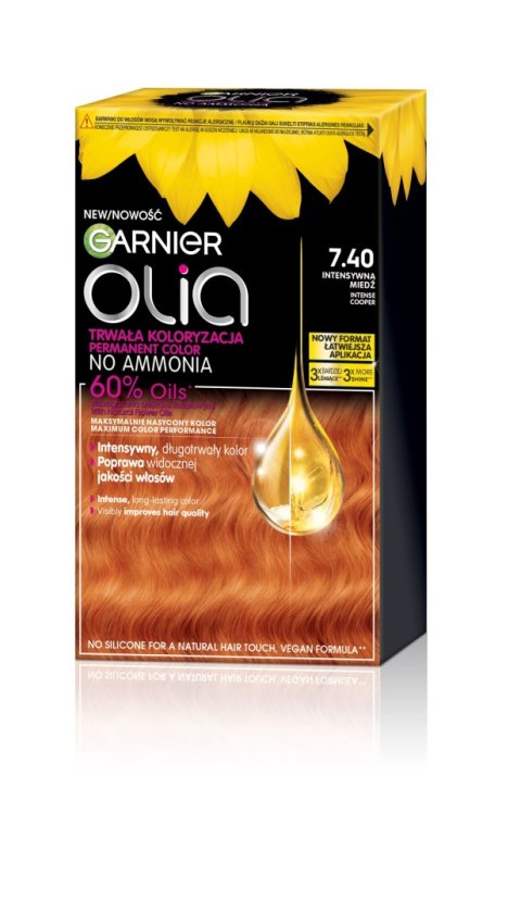 GARNIER Olia Farba do włosów nr 7.40 Intense Copper - Intensywna miedź GARNIER Olia Farba do włosów nr 7.40 Intense Copper - Intensywna miedź