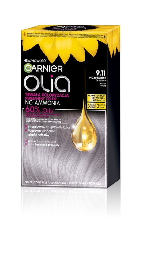GARNIER Olia Farba do włosów nr 9.11 Silver Smoke - Przydymiony srebrny GARNIER Olia Farba do włosów nr 9.11 Silver Smoke - Przydymiony srebrny