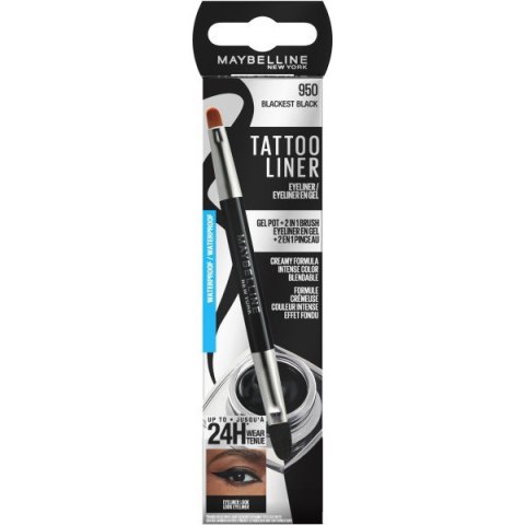 MAYBELLINE Tattoo Liner Eyeliner w żelu 2in1 - nr 950 Blackest Black 26g MAYBELLINE Tattoo Liner Eyeliner w żelu 2in1 - nr 950 Blackest Black 26g