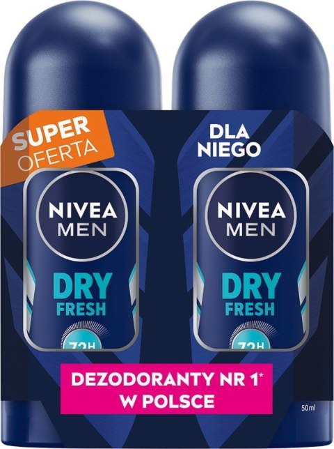 NIVEA MEN Antyperspirant w kulce DUO Dry Fresh 2x50 ml