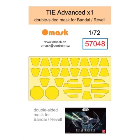 Omask 57048 1/72 TIE Advanced x1 Double Sided Mask (for Bandai/Revell) Omask 57048 1/72 TIE Advanced x1 Double Sided Mask (for Bandai/Revell)