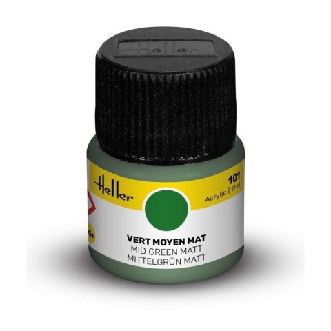 Heller Acrylic Paint 101 Mid Green Matt 12 ml
