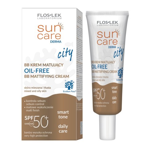 FLOSLEK Sun Care Derma City Krem matujący BB do twarzy SPF50+ do cery tłustej i mieszanej 30ml FLOSLEK Sun Care Derma City Krem matujący BB do twarzy SPF50+ do cery tłustej i mieszanej 30ml