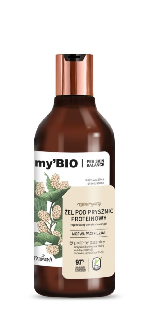 FARMONA my`Bio Regenerujący żel pod prysznic proteinowy Morwa Pacyficzna 500 ml FARMONA my`Bio Regenerujący żel pod prysznic proteinowy Morwa Pacyficzna 500 ml
