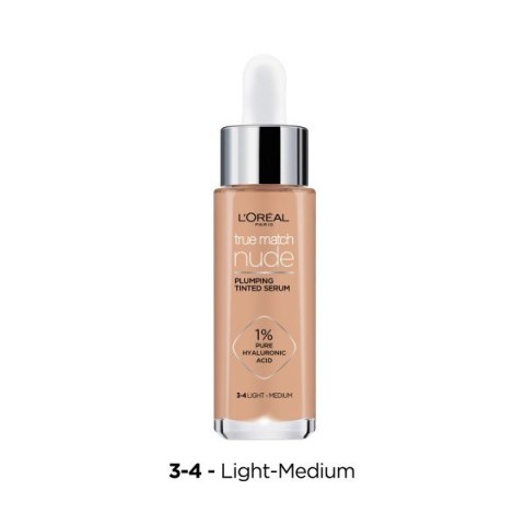LOREAL True Match Nude Serum w podkładzie wyrównujące koloryt nr 3-4 Light-Medium 30ml LOREAL True Match Nude Serum w podkładzie wyrównujące koloryt nr 3-4 Light-Medium 30ml