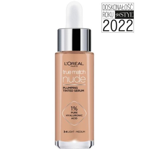 LOREAL True Match Nude Serum w podkładzie wyrównujące koloryt nr 3-4 Light-Medium 30ml LOREAL True Match Nude Serum w podkładzie wyrównujące koloryt nr 3-4 Light-Medium 30ml