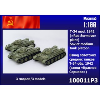 Zebrano 100011P3 T-34 mod. 1942 ("Red Sormovo" Plant) Soviet Medium Tank Platoon (3 pcs.)