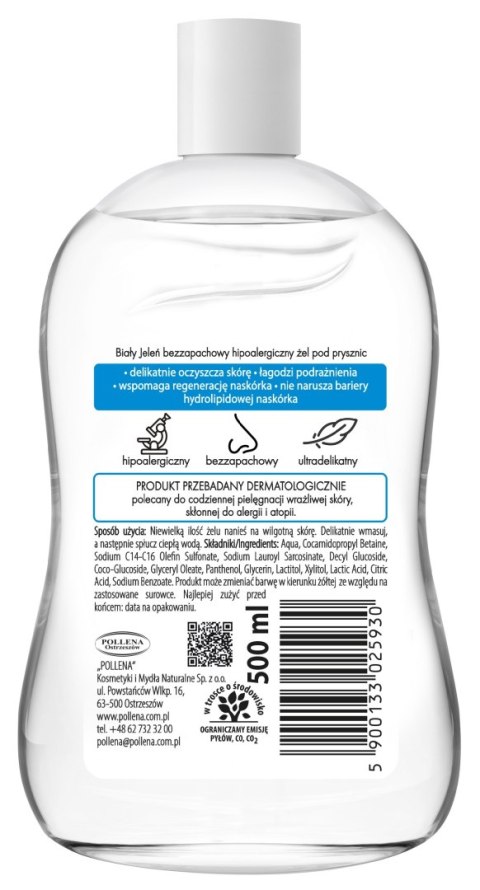 BIAŁY JELEŃ Żel pod prysznic bezzapachowy hipoalergiczny 500 ml BIAŁY JELEŃ Żel pod prysznic bezzapachowy hipoalergiczny 500 ml