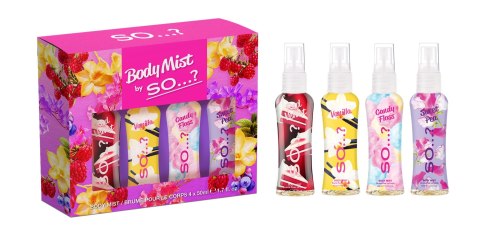 SO...? Zestaw prezentowy - Perfumowane Mgiełki do ciała 4 x 50 ml SO...? Zestaw prezentowy - Perfumowane Mgiełki do ciała 4 x 50 ml
