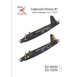 Exotic Decals 72030 Captured Wimpy #1 Vickers Wellington mk.IV Z1277