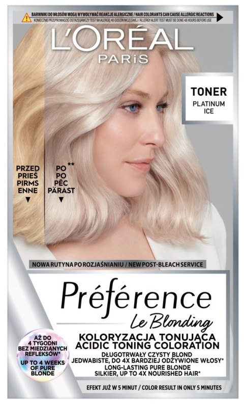 LOREAL Preference Le Blonding Toner koloryzujący do włosów blond - Platinum Ice 1op.
