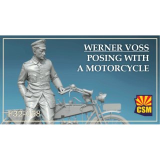 Copper State Models F32-058 Werner Voss Posing with a Motorcycle