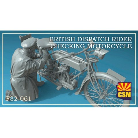 Copper State Models F32-061 British Dispatch Rider Checking Motorcycle