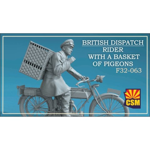 Copper State Models F32-063 British Dispatch Rider with a Basket of Pigeons