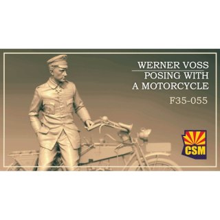 Copper State Models F35-055 Werner Voss Posing with a Motorcycle