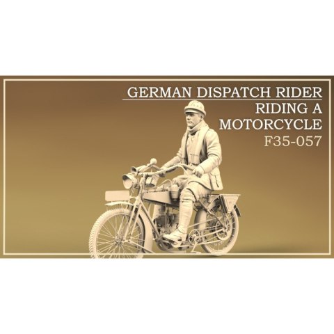 Copper State Models F35-057 German Dispatch Rider Riding a Motorcycle