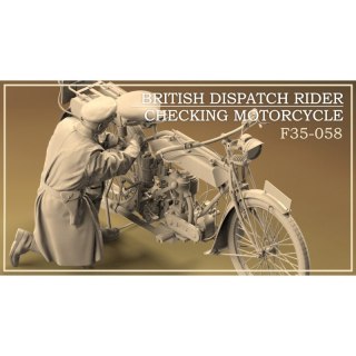 Copper State Models F35-058 British Dispatch Rider Checking Motorcycle