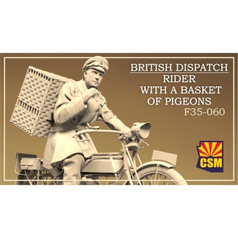Copper State Models F35-060 British Dispatch Rider with a Basket of Pigeons