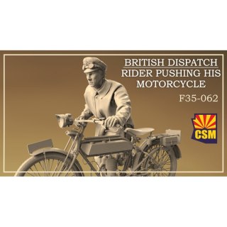 Copper State Models F35-062 British Dispatch Rider Pushing His Motorcycle