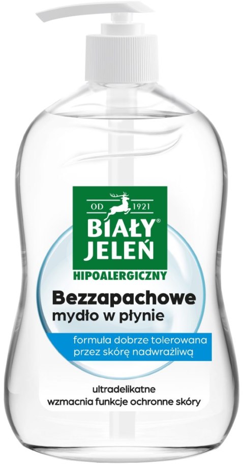 BIAŁY JELEŃ Mydło w płynie bezzapachowe hipoalergiczne 300 ml BIAŁY JELEŃ Mydło w płynie bezzapachowe hipoalergiczne 300 ml