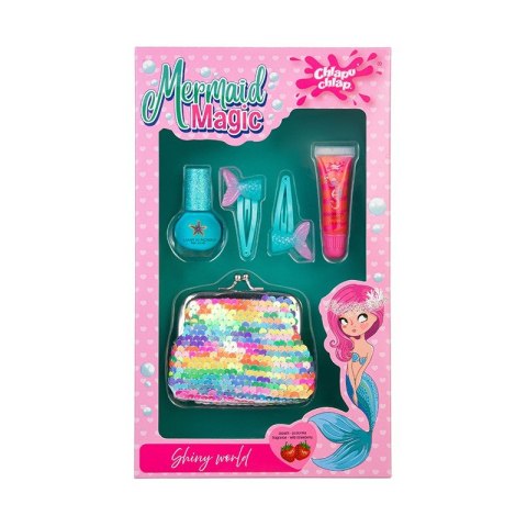 CHLAPU CHLAP Mermaid Magic II Wild Strawberry Zestaw dziecięcy z portmonetką, lakierem do paznokci,błyszczykiem i spinkami do wł