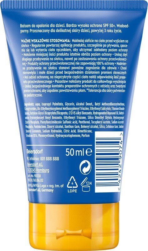 NIVEA SUN Balsam SPF 50 dla dzieci Pocket Size 50m NIVEA SUN Balsam SPF 50 dla dzieci Pocket Size 50m