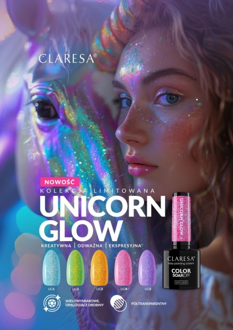 CLARESA N Lakier hybrydowy Unicorn Glow 03 5 g CLARESA N Lakier hybrydowy Unicorn Glow 03 5 g