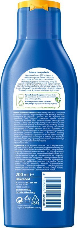 NIVEA SUN Protect & Moisture Balsam nawilżający do opalania SPF30 200 ml NIVEA SUN Protect & Moisture Balsam nawilżający do opalania SPF30 200 ml