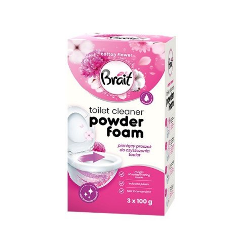 BRAIT Wulkan Pieniący proszek do czyszczenia toalet Cotton Flower 3 x 100 g BRAIT Wulkan Pieniący proszek do czyszczenia toalet Cotton Flower 3 x 100 g