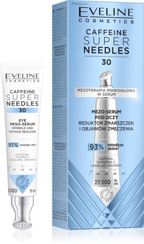EVELINE Caffeine Super Needles 30 Mezo-serum pod oczy - reduktor zmarszczek i objawów zmęczenia 15 ml EVELINE Caffeine Super Needles 30 Mezo-serum pod oczy - reduktor zmarszczek i objawów zmęczenia 15 ml