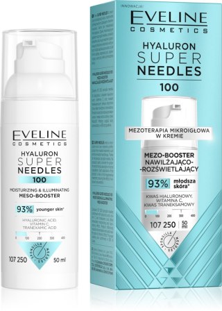 EVELINE Hyaluron Super Needles 100 Mezo-booster nawilżająco rozświetlający 50 ml