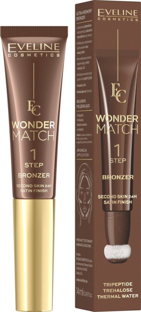 EVELINE Wonder Match Ultrakremowy Bronzer w tubce z aplikatorem - nr 02 14 ml