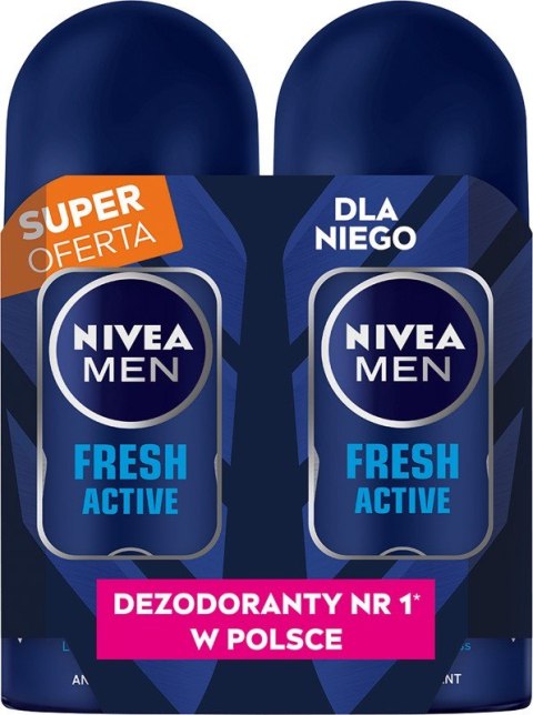 NIVEA MEN Antyperspirant w kulce Fresh Active DUO 2x50 ml NIVEA MEN Antyperspirant w kulce Fresh Active DUO 2x50 ml