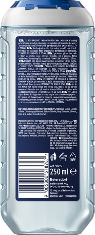 NIVEA MEN Żel pod prysznic Alpine Breeze 3w1 250 ml