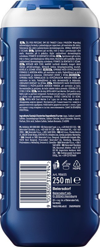 NIVEA MEN Żel pod prysznic Cool Marine 3w1 250 ml NIVEA MEN Żel pod prysznic Cool Marine 3w1 250 ml
