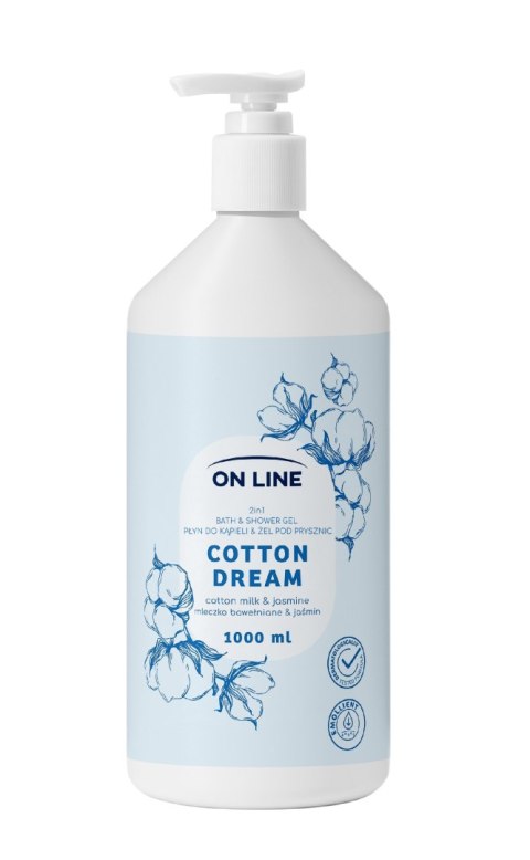 ON LINE Płyn do kąpieli i żel pod prysznic 2w1 Cotton Dream 1000 ml ON LINE Płyn do kąpieli i żel pod prysznic 2w1 Cotton Dream 1000 ml