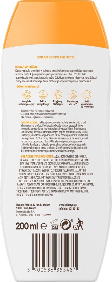 SAR KOL.OP Emul.d/opal. SPF20 200ml