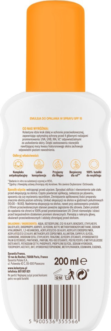 SAR KOL.OP Emul.d/opal. spray SPF15 200ml SAR KOL.OP Emul.d/opal. spray SPF15 200ml