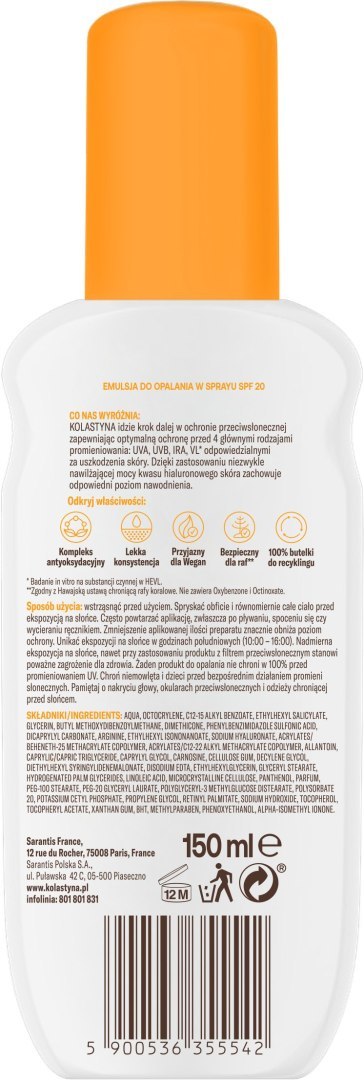 SAR KOL.OP Emul.d/opal. spray SPF20 150ml SAR KOL.OP Emul.d/opal. spray SPF20 150ml