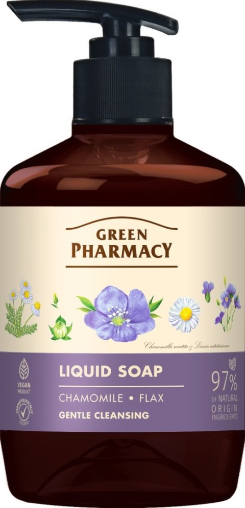 GREEN PHARMACY Mydło w płynie Rumianek + Olej lniany 460 ml