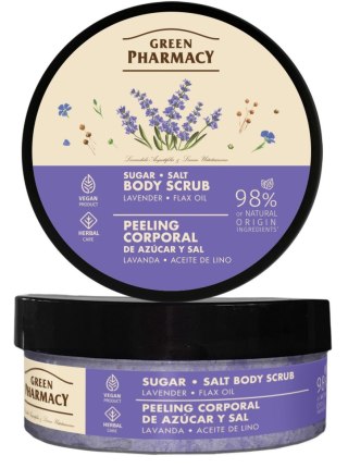 GREEN PHARMACY Peeling cukrowo-solny do ciała Lawenda + Olej lniany 200 ml
