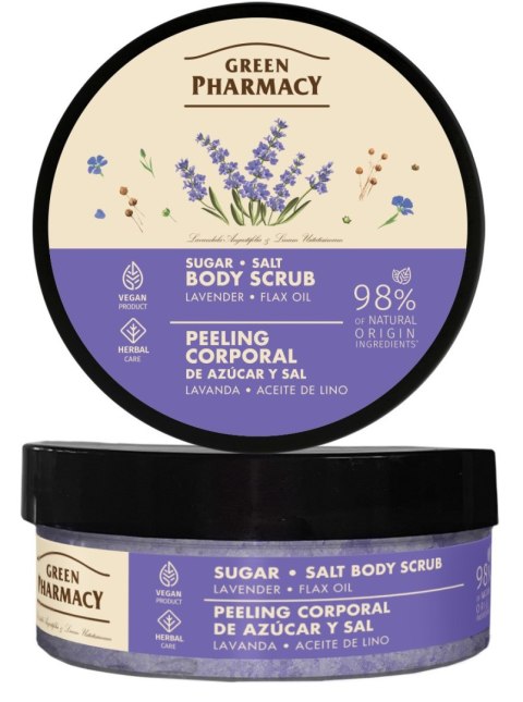 GREEN PHARMACY Peeling cukrowo-solny do ciała Lawenda + Olej lniany 200 ml GREEN PHARMACY Peeling cukrowo-solny do ciała Lawenda + Olej lniany 200 ml