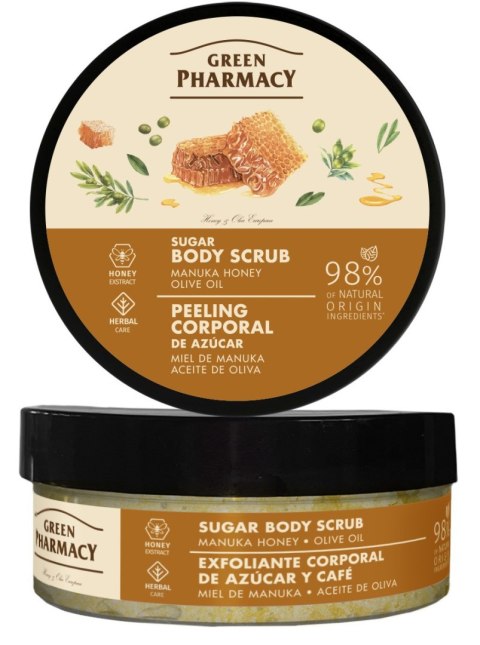 GREEN PHARMACY Peeling cukrowy do ciała Miód manuka i Oliwa z oliwek 200 ml GREEN PHARMACY Peeling cukrowy do ciała Miód manuka i Oliwa z oliwek 200 ml