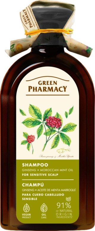 GREEN PHARMACY Szampon do wrażliwej skóry głowy Żeń-szeń i Marokański olej miętowy 350 ml