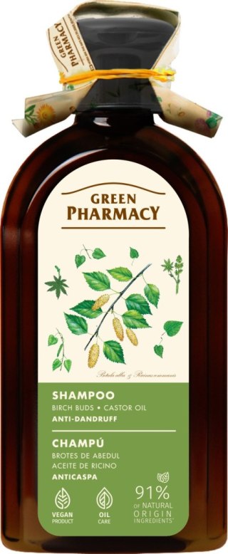 GREEN PHARMACY Szampon przeciwłupieżowy Pąki brzozy i Olej rycynowy 350 ml