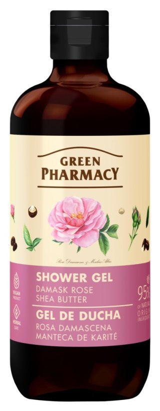 GREEN PHARMACY Żel pod prysznic - Róża Damasceńska + Masło Shea 500 ml